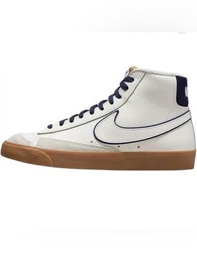 Nike Men’s White and Navy High-Top Sneakers with Gum Sole